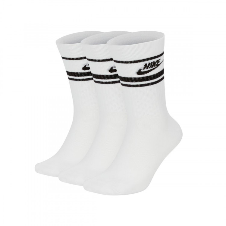 calcetines-nike-sportswear-essential-stripe-crew-3-pares-white-black-0