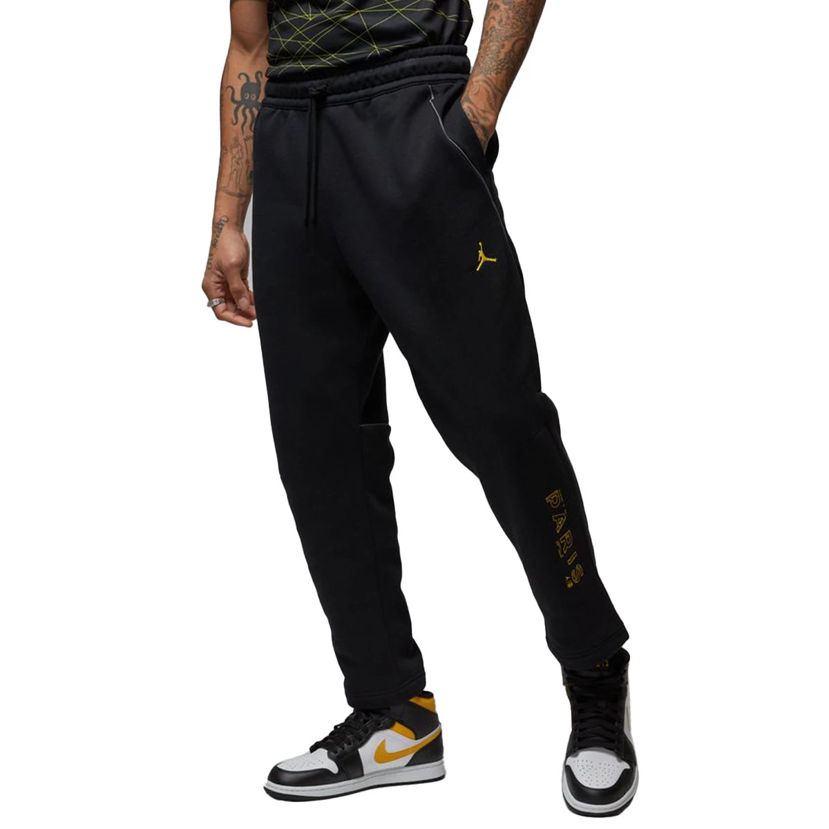 Calças Jordan PSG x Jordan Fanswear Mulher Black-Tour Yellow