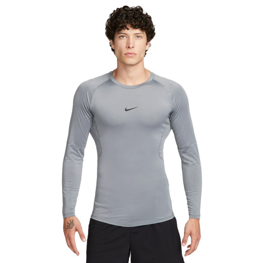 Jersey Nike Manga Larga Pro Dri-Fit Smoke Grey-Black - Basketball
