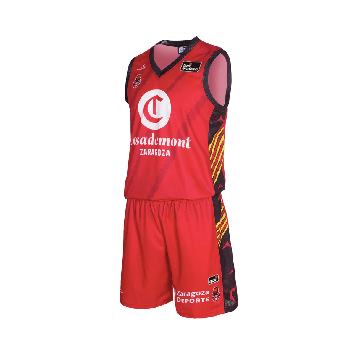 Completo Mercury Casademont Zaragoza Prima Divisa Kit 2023 2024 Bambino Rosso Basketball Emotion