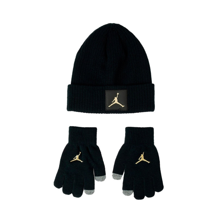 Beanie Jordan Metal Jumpman Patch Beanie Set Black Gold Basketball Emotion