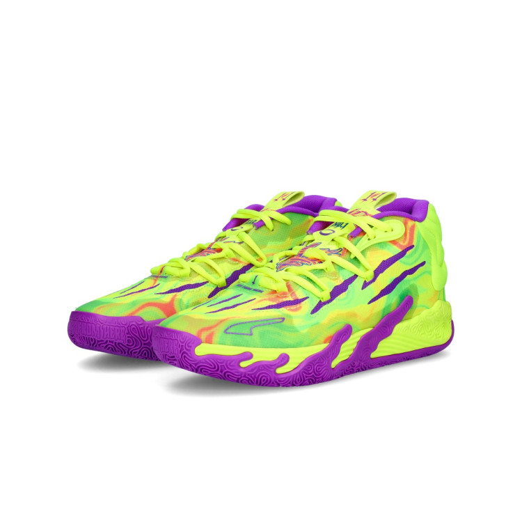 Basketball Shoes Puma Kids MB.03 Spark Safety Yellow Purple Glimmer Basketball Emotion