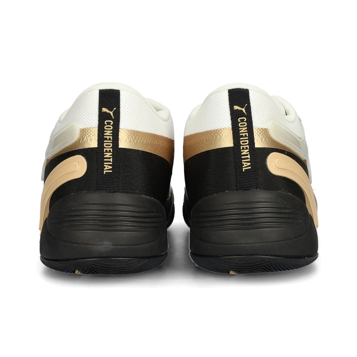 Tenis Puma TRC Blaze Court Confidential Black White Gold Basketball Emotion