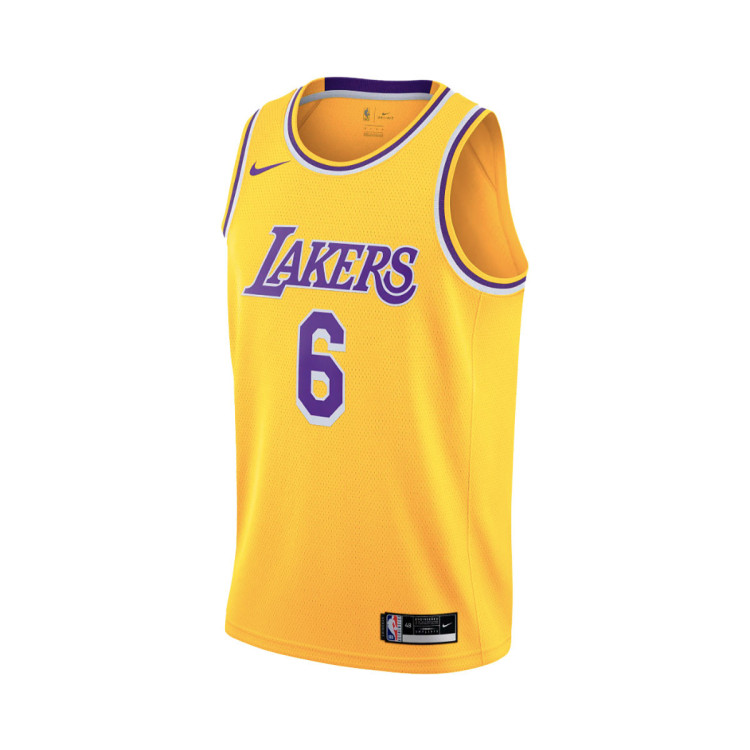 Camiseta Nike Los Angeles Lakers Icon Swingman LeBron James Nino Yellow Basketball Emotion