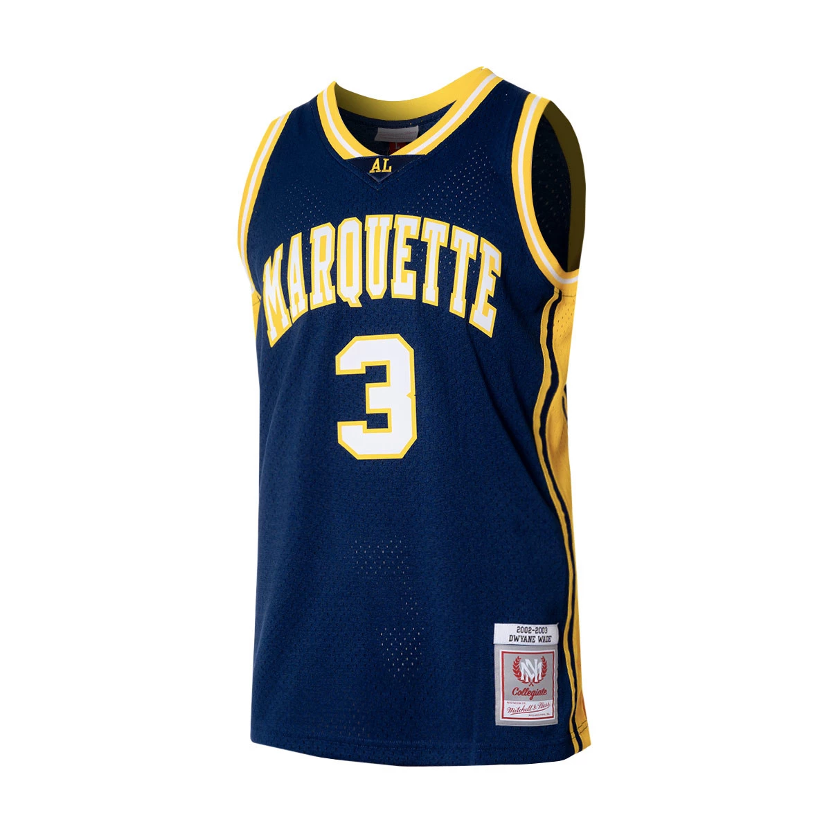 Maillot Mitchell Ness College Marquette University Dwyane Wade 2002 03 Blue Yellow Basketball Emotion